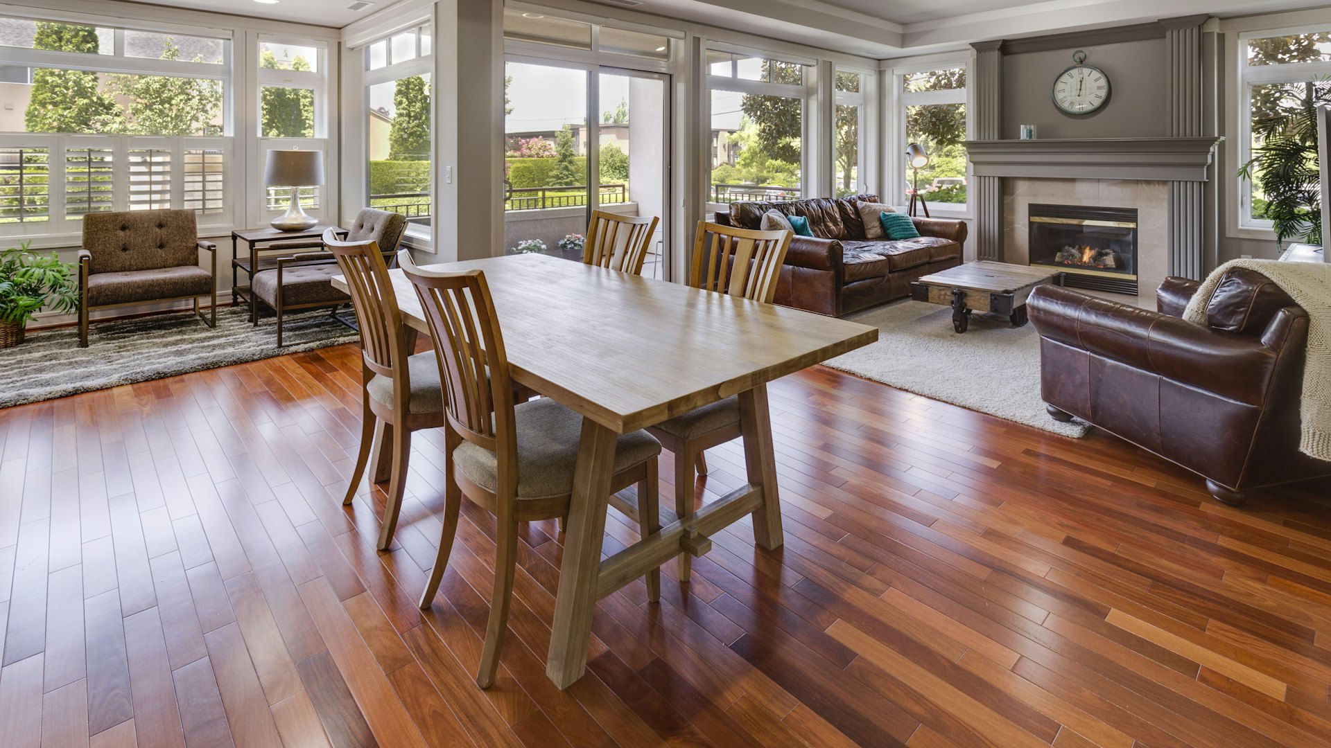 Hardwood floors in a dining room